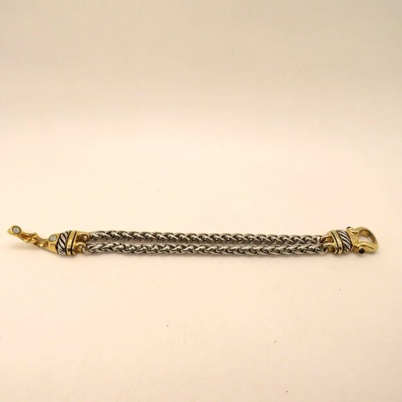 Vintage Bracelet Gold Silver Tone Hook Magnetic Clasp Woven Chain Design - Picture 13 of 16